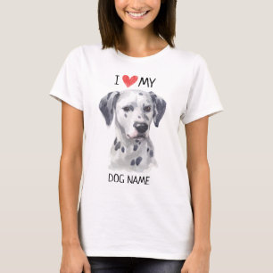 Ik hoor mijn Dalmatische Dog Pet Waterverf T-shirt