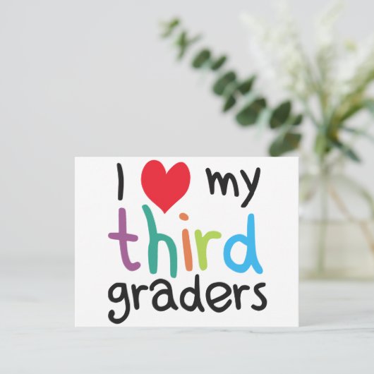 Ik hoor mijn derde klas leraarsliefde briefkaart (Staand voorkant)