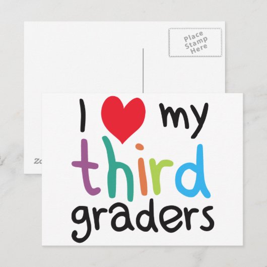 Ik hoor mijn derde klas leraarsliefde briefkaart (Voorkant / Achterkant)