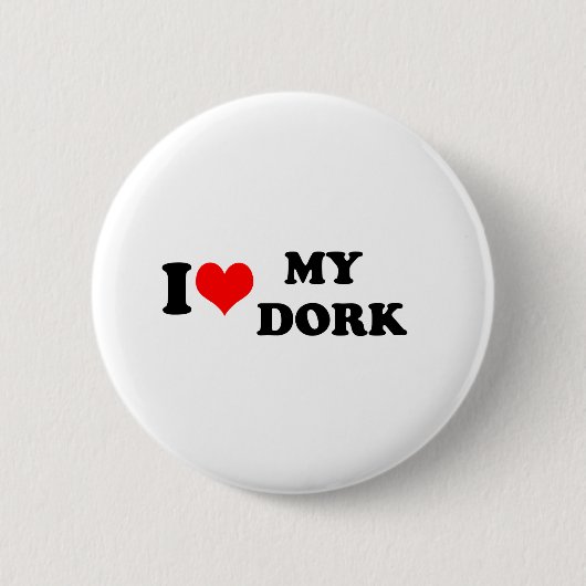 IK HOOR MIJN DORK. RONDE BUTTON 5,7 CM (Voorkant)