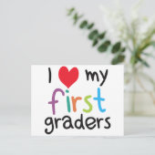 Ik hoor mijn eerste klas leraarsliefde briefkaart (Staand voorkant)