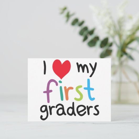 Ik hoor mijn eerste klas leraarsliefde briefkaart (Staand voorkant)