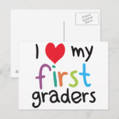 Ik hoor mijn eerste klas leraarsliefde briefkaart (Voorkant / Achterkant)