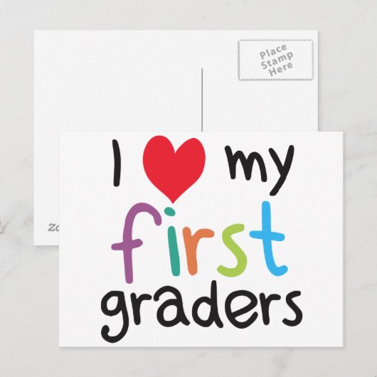 Ik hoor mijn eerste klas leraarsliefde briefkaart (Voorkant / Achterkant)