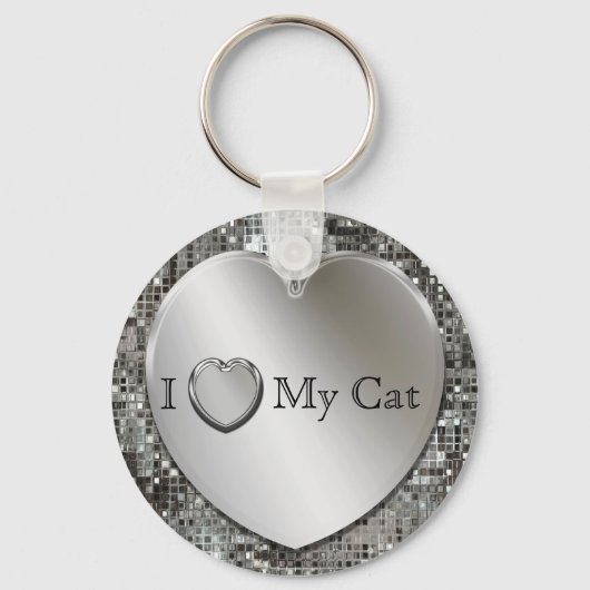 Ik hoor mijn kat Silver Heart Keychain (Voorkant)