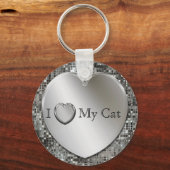 Ik hoor mijn kat Silver Heart Keychain (Voorkant)