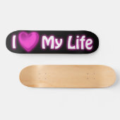 Ik hoor mijn leven zwart en warm roze skateboard (Horizontaal)