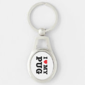 Ik hoor mijn Sleutelhanger van het metaal van Pug (Voorkant)