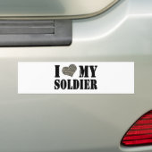 Ik hoor mijn soldaat bumpersticker (Op auto)
