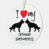 Ik hoor mijn twee Duitse herdershonden Keramisch Ornament (Links)