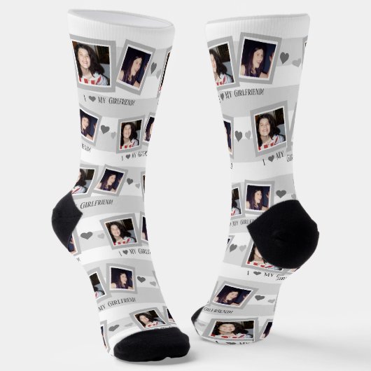 Ik hoor mijn Vriendin Grijs Twee Foto Sokken (Gebogen)
