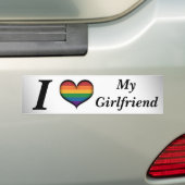 Ik hoor mijn Vriendin Lesbian Pride Typografie Bumpersticker (Op auto)