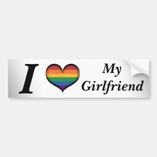 Ik hoor mijn Vriendin Lesbian Pride Typografie Bumpersticker (Voorkant)