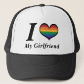 Ik hoor mijn Vriendin Lesbian Pride Typografie Trucker Pet (Voorkant)