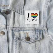 Ik hoor mijn vrouw Lesbian Pride Typografie Vierkante Button 5,1 Cm (In situ)