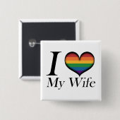 Ik hoor mijn vrouw Lesbian Pride Typografie Vierkante Button 5,1 Cm (Voorkant /achterkant)