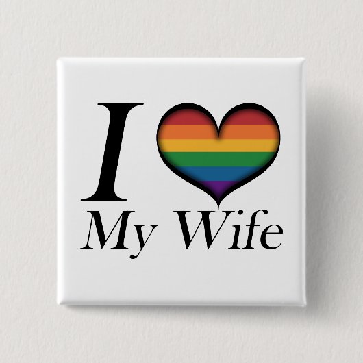Ik hoor mijn vrouw Lesbian Pride Typografie Vierkante Button 5,1 Cm (Voorkant)