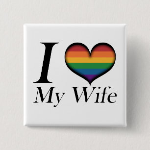 Ik hoor mijn vrouw vierkante button 5,1 cm