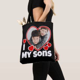 Ik hoor mijn zonen persoonlijk foto zwart tote bag