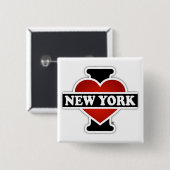 Ik hoor New York Vierkante Button 5,1 Cm (Voorkant /achterkant)