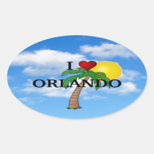IK HOOR ORLANDO - PALM TREE EN SUNSHINE OVALE STICKER