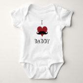 Ik hoor papa Funny Mustache Heart Red Black Romper (Voorkant)