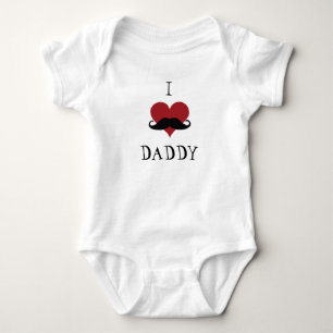 Ik hoor papa Funny Mustache Heart Red Black Romper