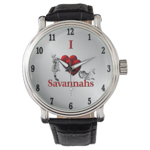 Ik hoor Savannah Cat Silver Black-nummers Horloge