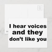 Ik hoor stemmen en ze houden niet van je briefkaart (Voorkant / Achterkant)