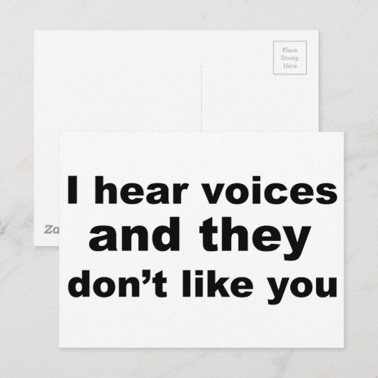 Ik hoor stemmen en ze houden niet van je briefkaart (Voorkant / Achterkant)