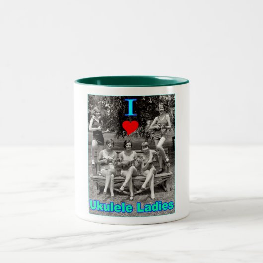 Ik hoor Ukulele Dames Tweekleurige Koffiemok (Center)
