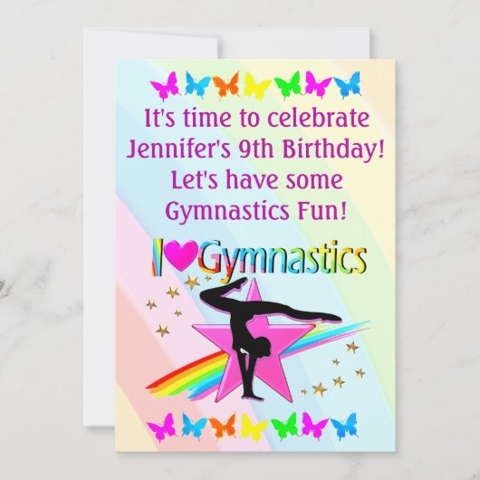 IK HOOR VAN GYMNASTICS BIRTHDAY-INVITATIE KAART (Voorkant)