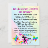 IK HOOR VAN GYMNASTICS BIRTHDAY-INVITATIE KAART (Achterkant)