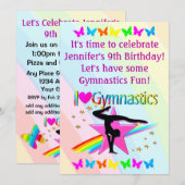 IK HOOR VAN GYMNASTICS BIRTHDAY-INVITATIE KAART (Voorkant / Achterkant)