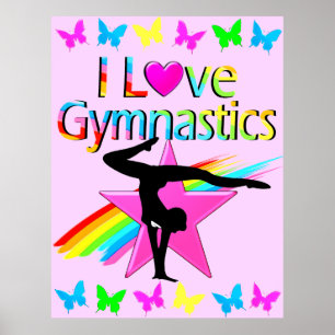 IK HOOR VAN GYMNASTICS RAINBOW GYMNAST GIRL DESIGN POSTER
