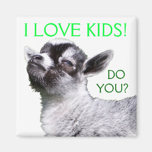 IK HOOR VAN KINDEREN. Baby Goat Square Magnet