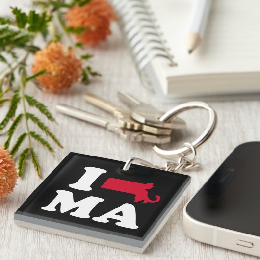 IK HOOR VAN MASACHUSETTS - CLASSIC - Map Design -. Sleutelhanger (Voorkant Rechts)
