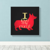 IK HOOR VAN MIJN CORGI CANVAS AFDRUK (Insitu (Houten vloer))