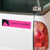 "IK HOOR VAN MIJN HORSE" roze bumper sticker (Op Truck)