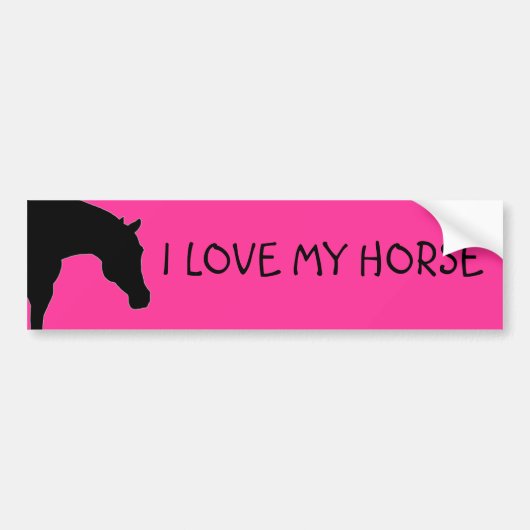 "IK HOOR VAN MIJN HORSE" roze bumper sticker (Voorkant)