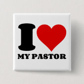IK HOOR VAN MIJN PASTOR VIERKANTE BUTTON 5,1 CM (Voorkant)
