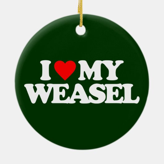 IK HOOR VAN MIJN WEASEL KERAMISCH ORNAMENT (Achterkant)