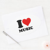 IK HOOR VAN MUZIEK HART OVALE STICKER (Envelop)