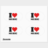 IK HOOR VAN MUZIEK HART OVALE STICKER (Vel)