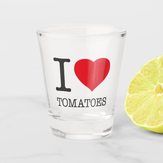 IK HOOR VAN TOMATEN SHOT GLAS (Voorkant)