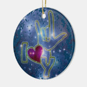 IK HOOR VAN U / gebarentaal | donkerblauwe spier Keramisch Ornament (Links)