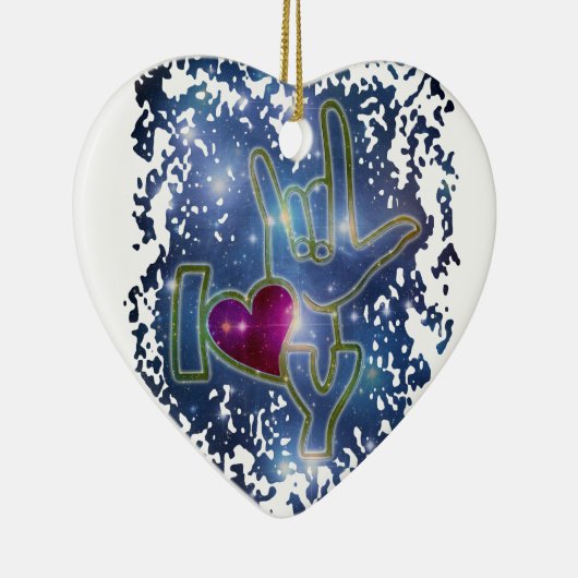 IK HOOR VAN U / gebarentaal Keramisch Ornament (Rechts)