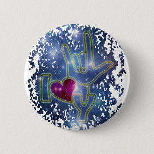 IK HOOR VAN U / gebarentaal Ronde Button 5,7 Cm