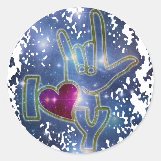 IK HOOR VAN U / gebarentaal Ronde Sticker (Voorkant)