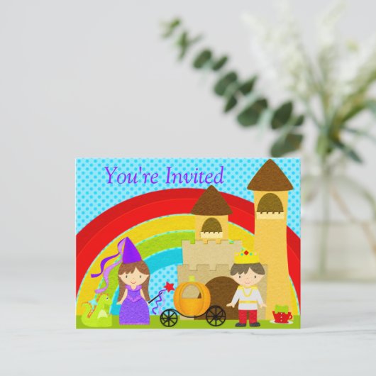 Ik hoor Ye, het is een koninklijke partij. Uitnodiging Briefkaart (Staand voorkant)